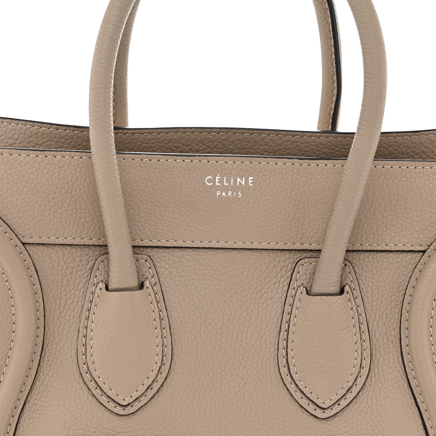 Celine Drummed Calfskin Micro Luggage  Dune 8 of 12