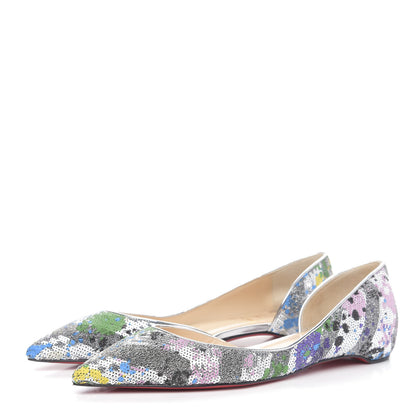 Christian Louboutin Paillette Splash Iriza Flats 38.5 Silver Multicolor 3 of 10