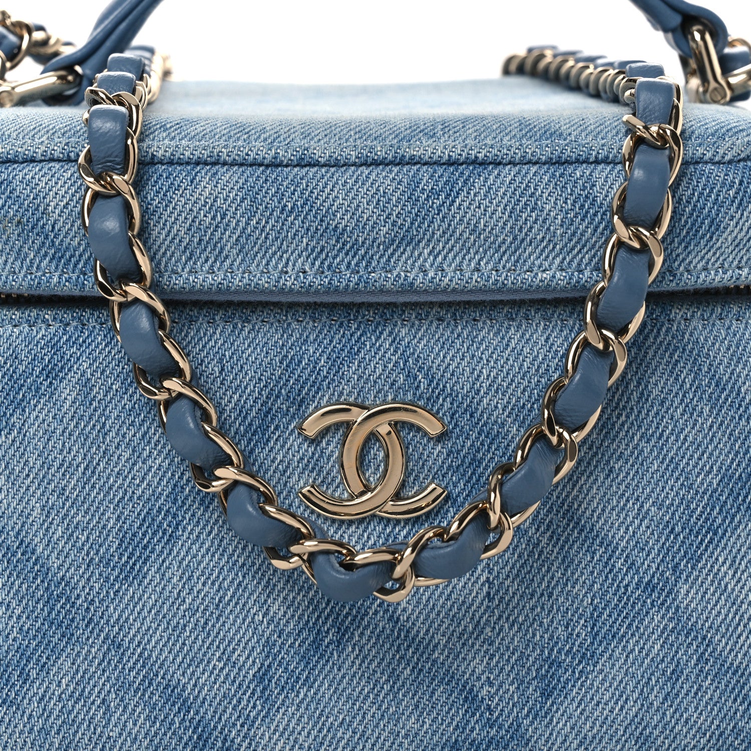 Chanel Denim Quilted Small CC Vanity Case Blue 8 of 12
