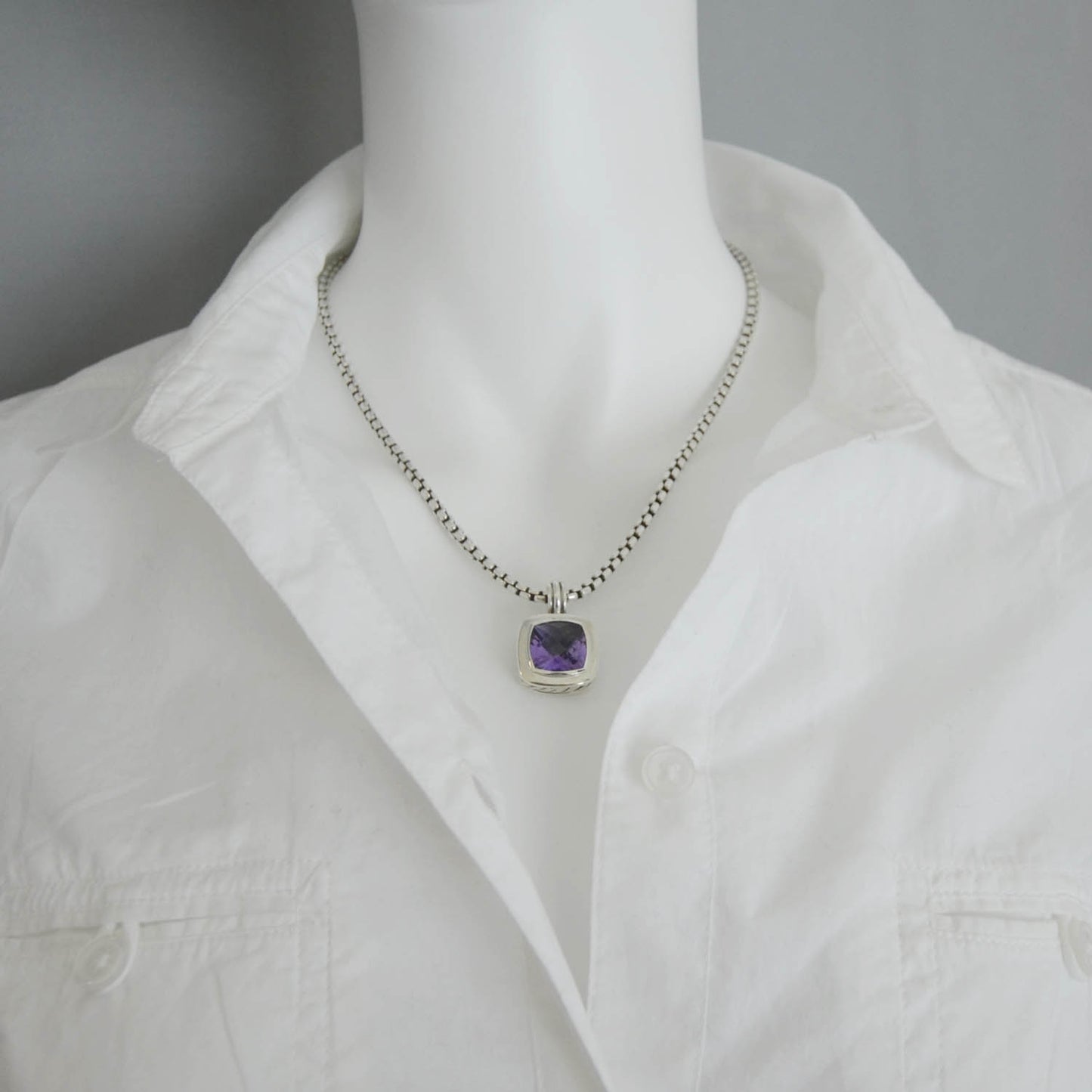 Sterling Silver Amethyst Enhancer Albion Necklace