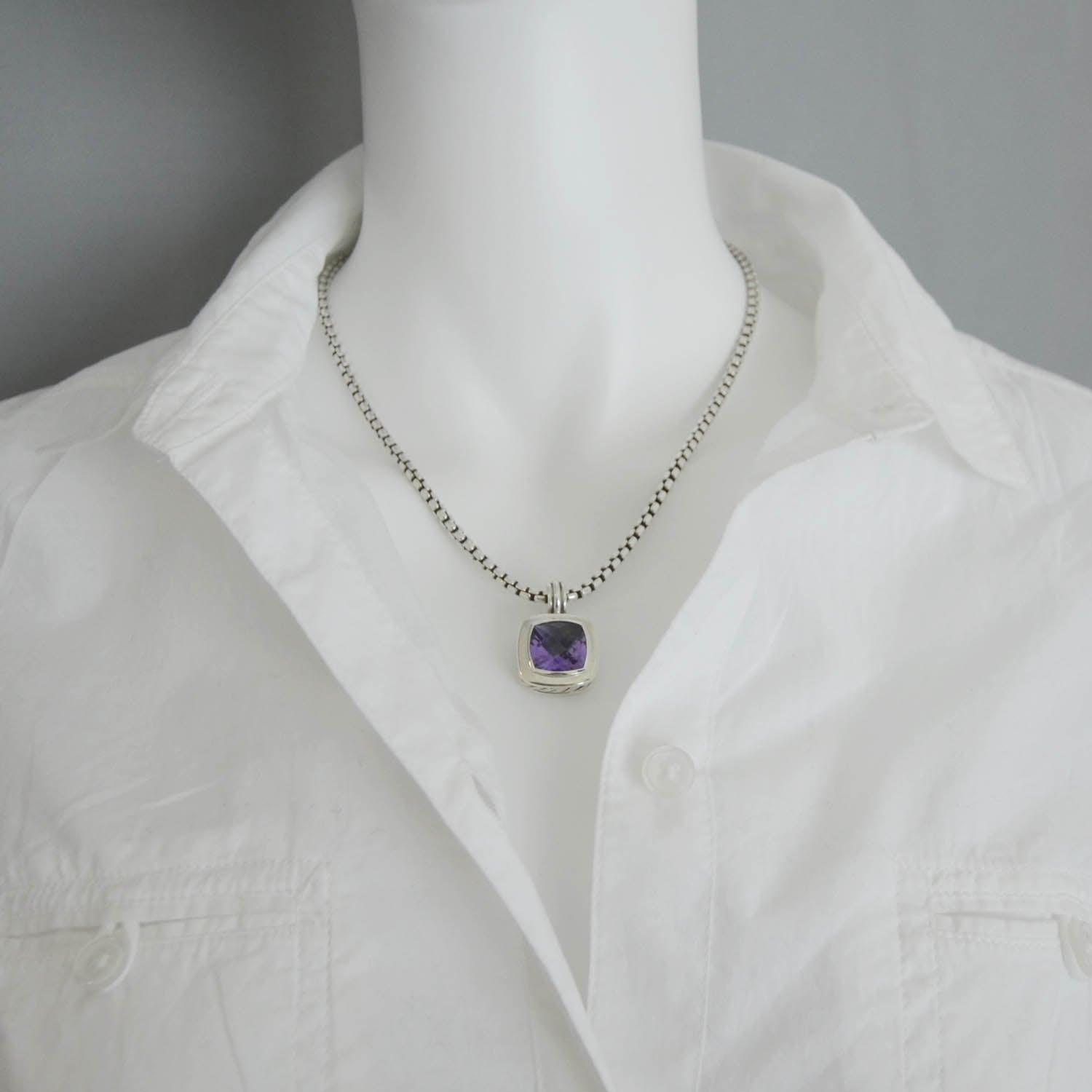 David Yurman Sterling Silver Amethyst Enhancer Albion Necklace 3 of 5