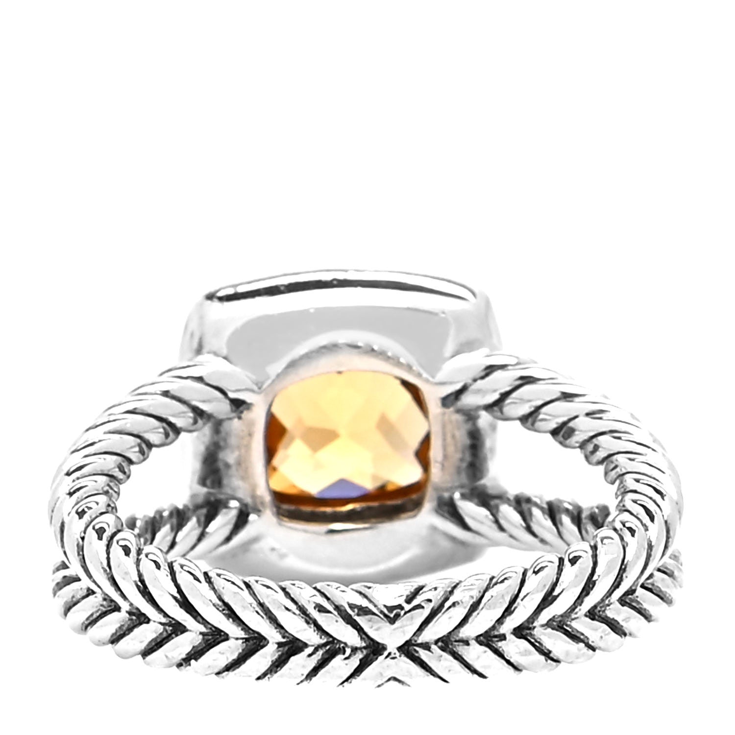 David Yurman Sterling Silver Diamond Citrine 7mm Petite Albion Ring 52 6 3 of 4