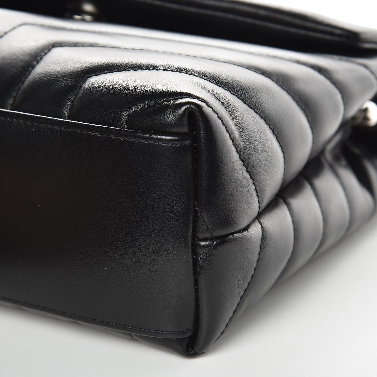 Calfskin Y Quilted Monogram Small Loulou Chain Satchel Black
