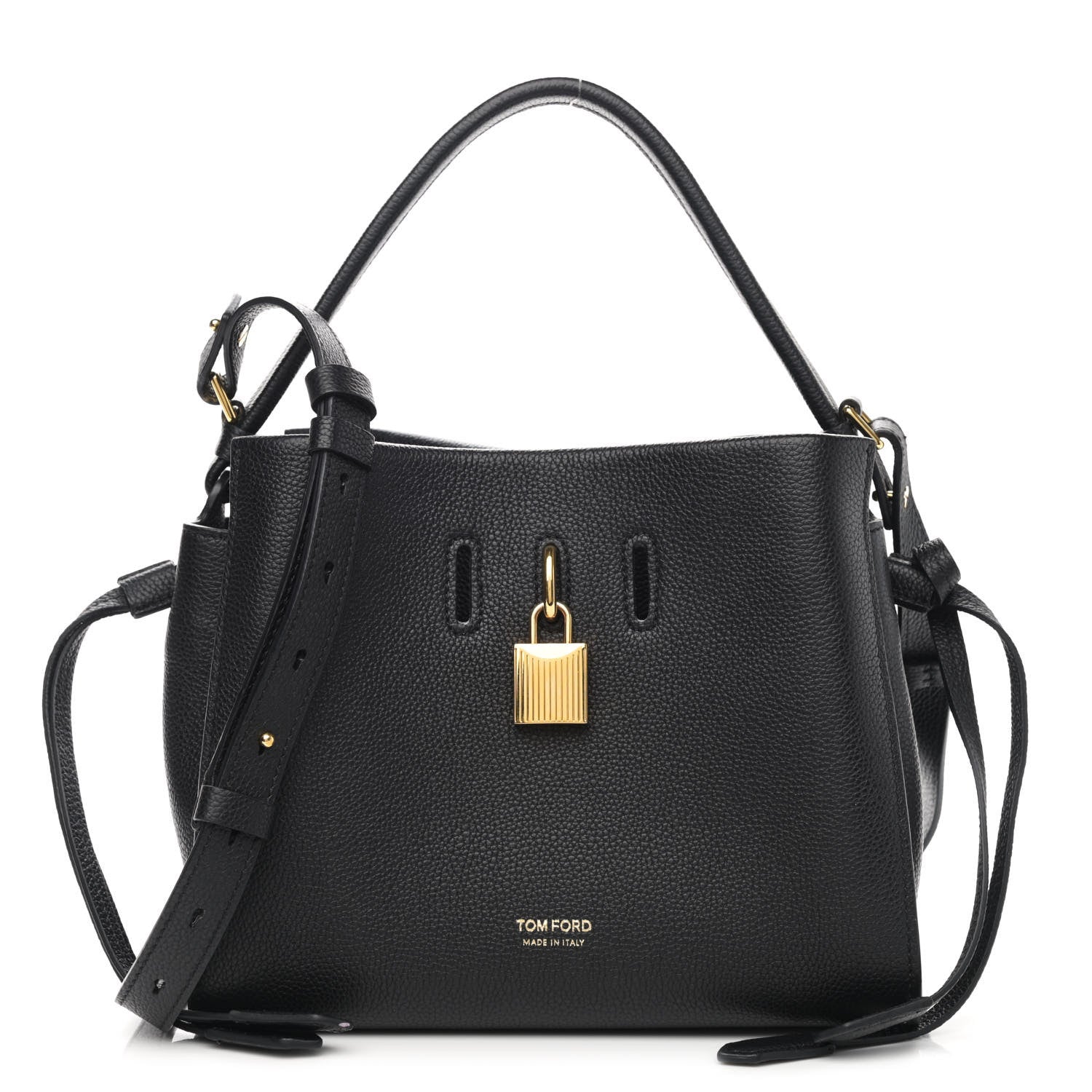 Tom Ford Grained Calfskin Small Padlock Top Handle Bag Black 1 of 9
