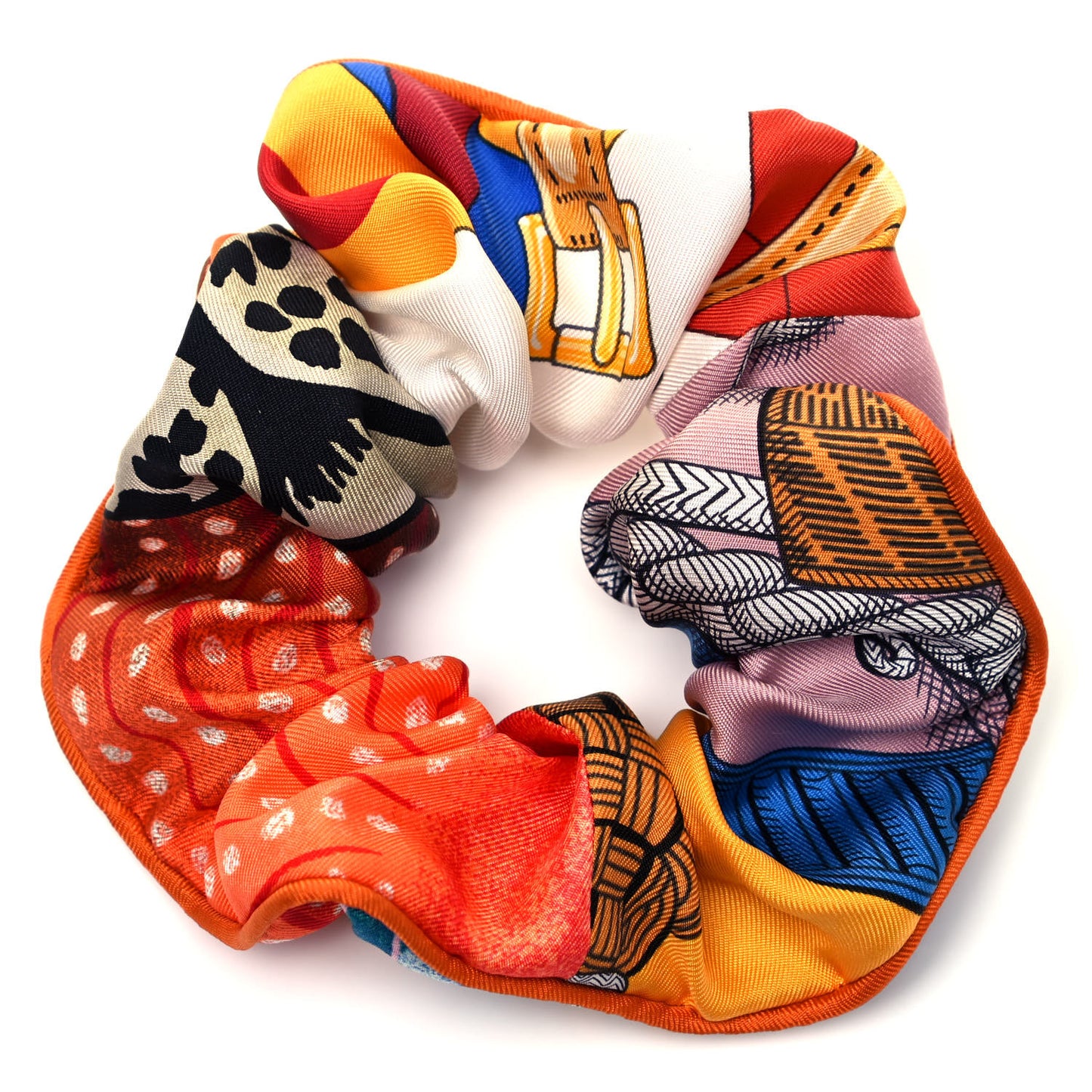 Silk Patchwork Claudia Scrunchie Orange Fruite