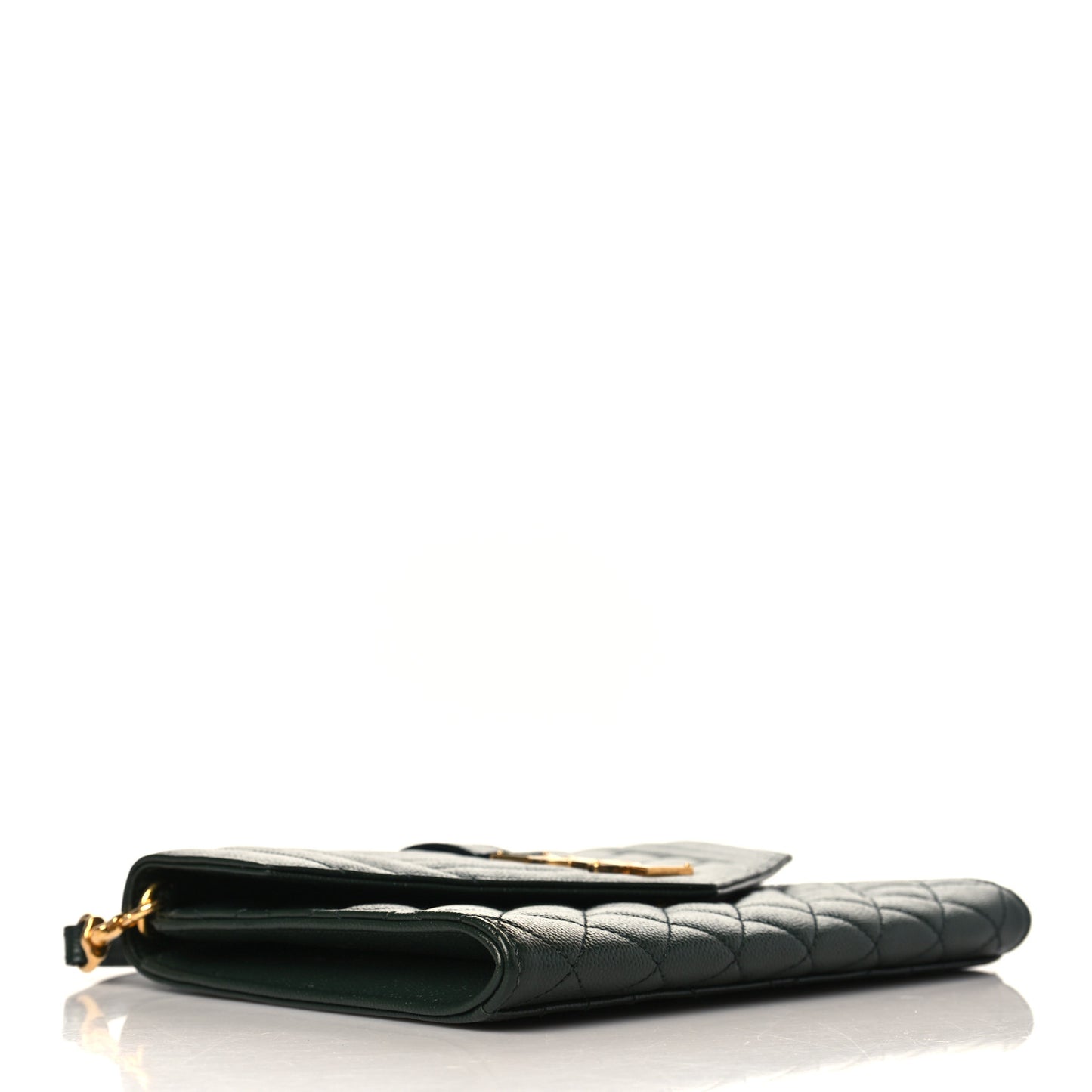 Grain De Poudre Textured Mixed Matelasse Triquilt Monogram Clutch Vert Fonce