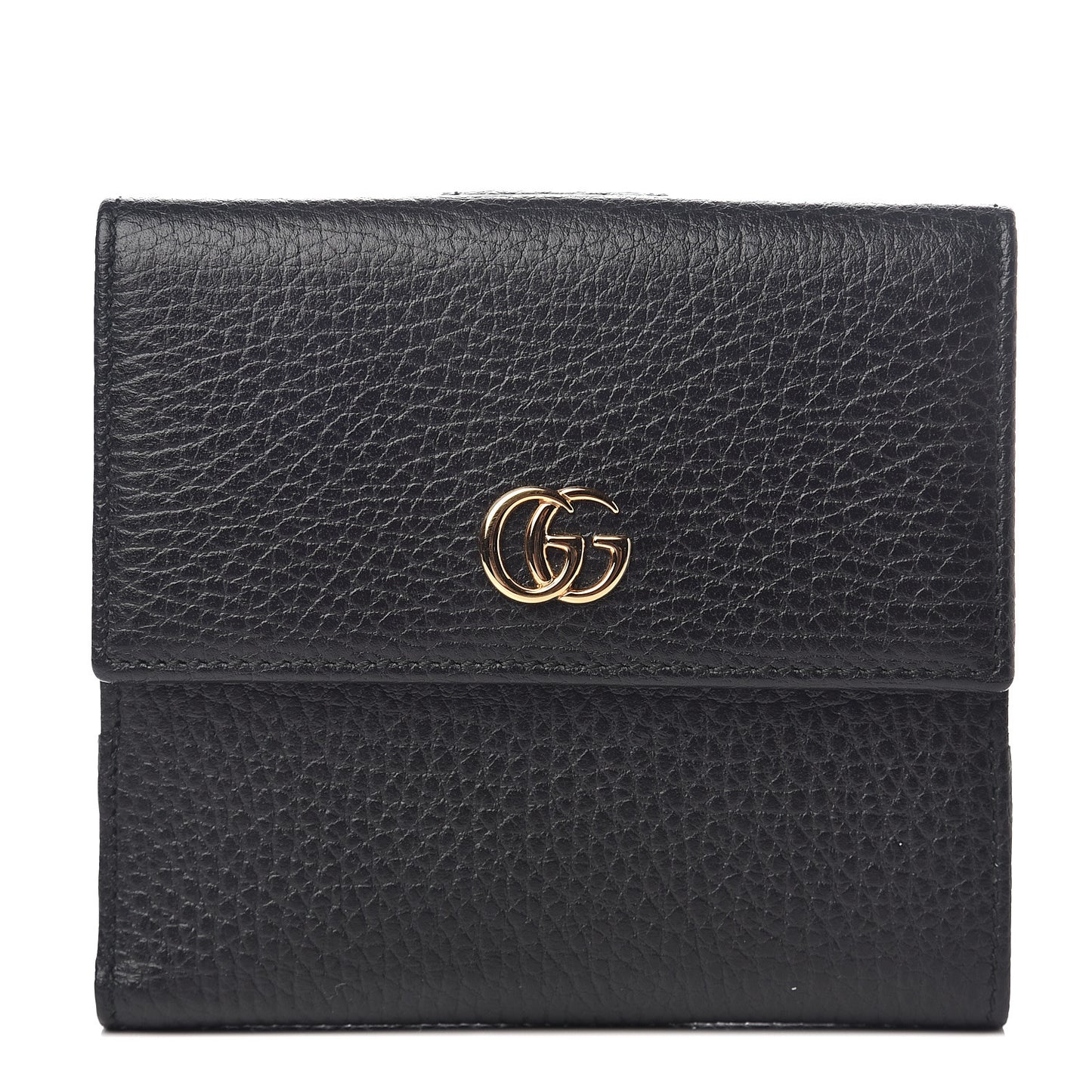 Dollar Calfskin Double G French Flap Wallet Black