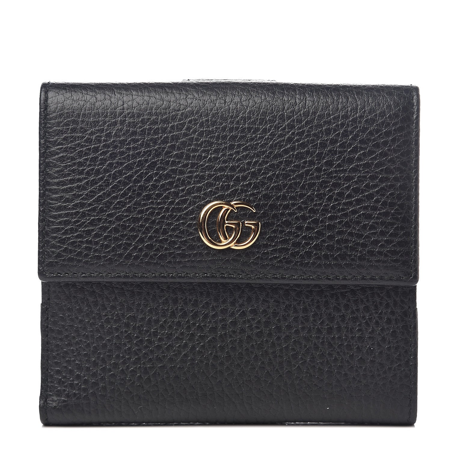 Gucci Dollar Calfskin Double G French Flap Wallet Black 1 of 6