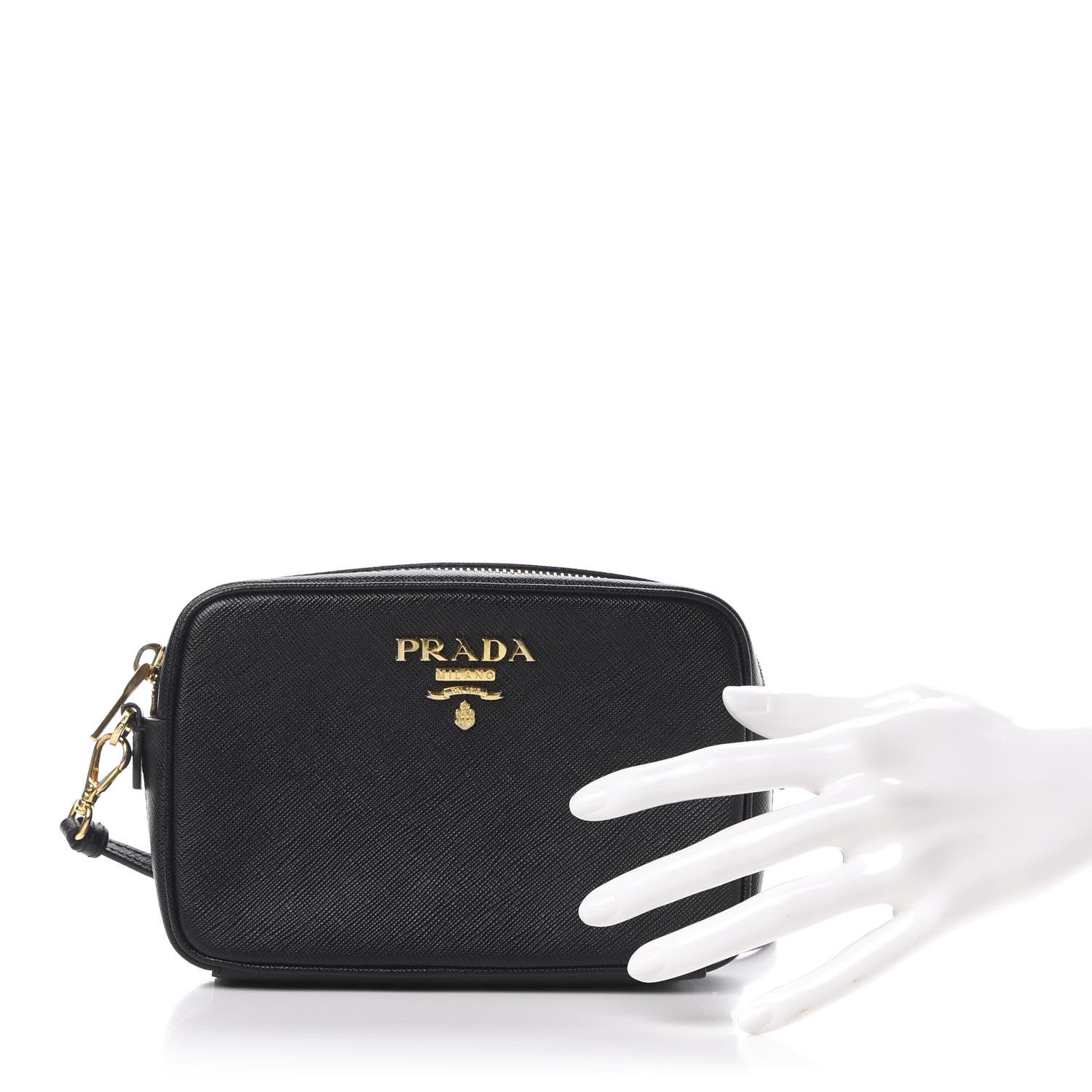 Prada Saffiano Lux Small Camera Crossbody Bag Black 2 of 9
