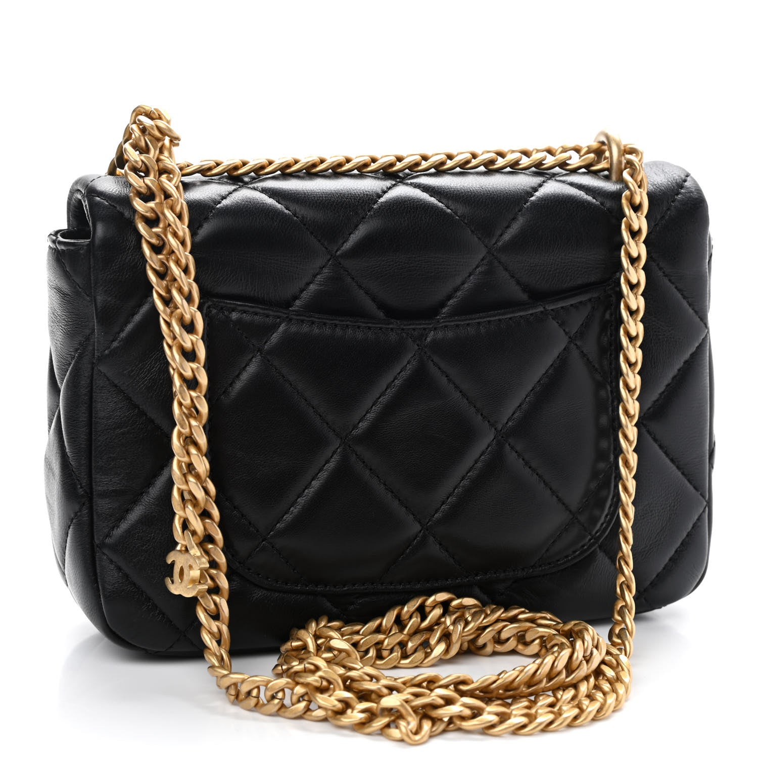 Chanel Lambskin Enamel Quilted Mini Pending CC Square Flap Black 3 of 9