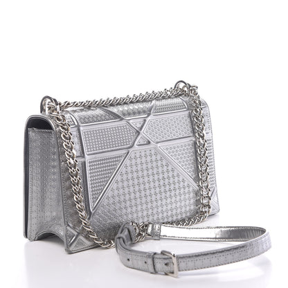 Christian Dior Metallic Patent Micro-Cannage Medium Diorama Flap Bag Silver 3 of 12