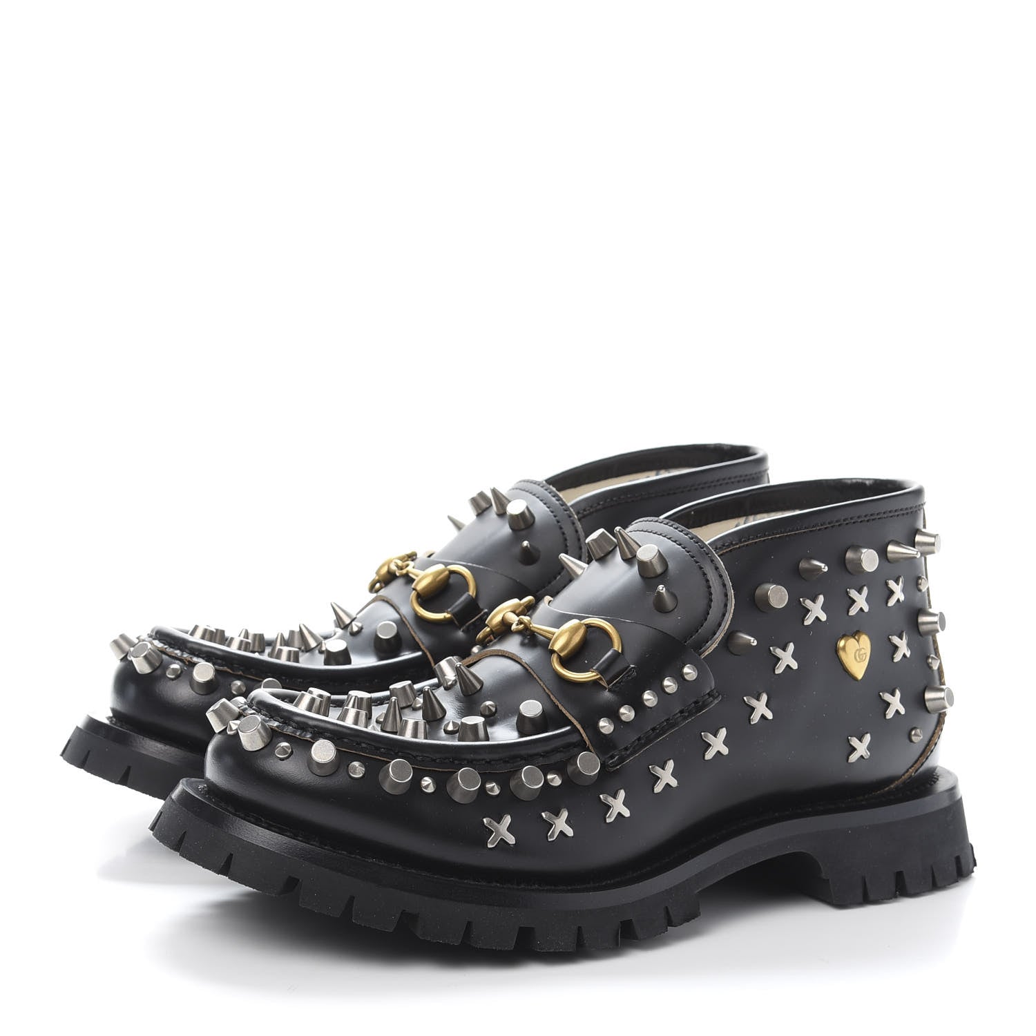 Gucci Cordovan Lux Studded Mens Harald Horsebit Ankle Boots 6 Black 3 of 9