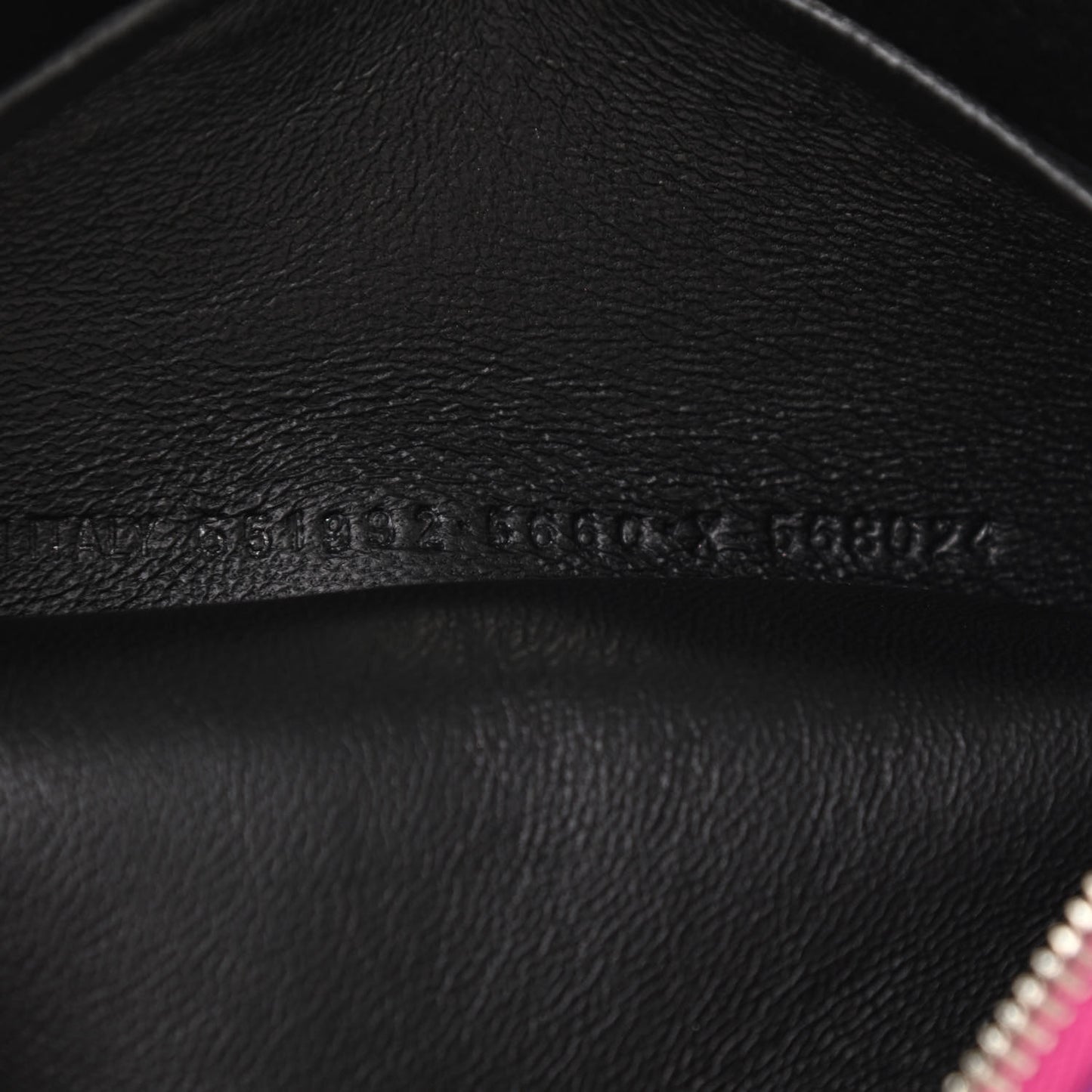 Metallic Goatskin Logo Large Everyday Zip Pouch Rose Fuchsia Black