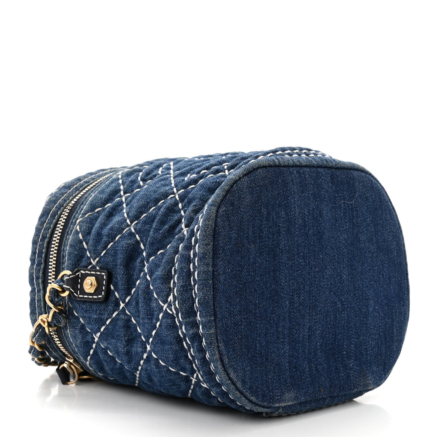 Chanel Denim Quilted Denim Trip Vanity Cosmetic Case Blue 4 of 11