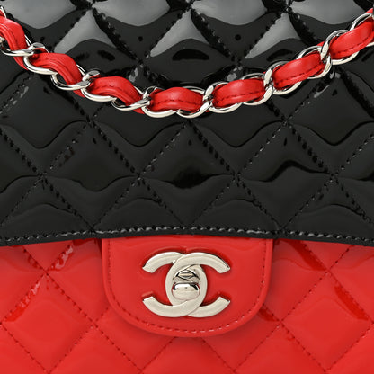 Chanel Patent Calfskin Quilted Bi-Color Medium Double Flap Red Black 8 of 10