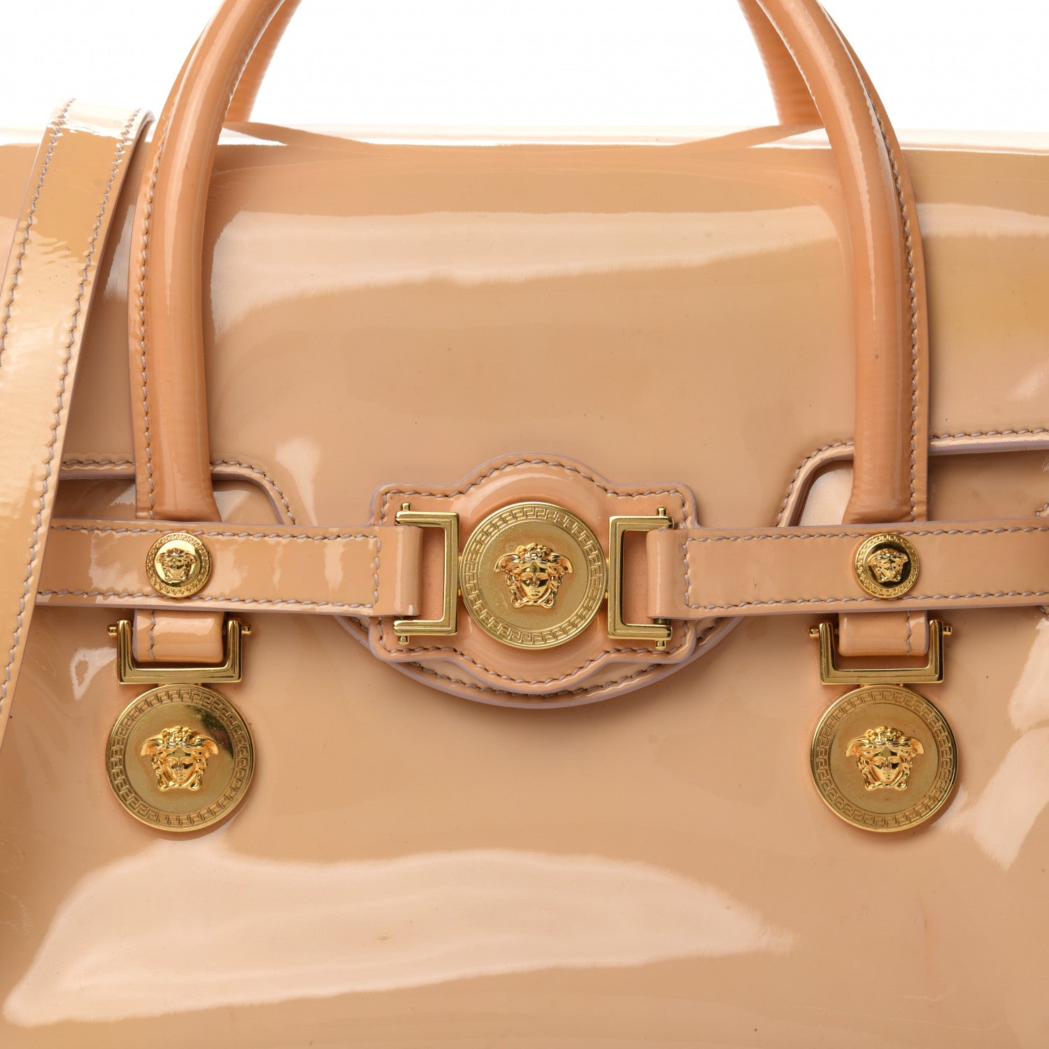 Versace Patent Small Signature Bag Beige 7 of 12