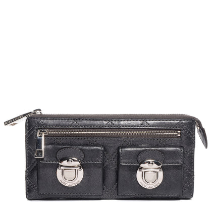 Marc Jacobs Leather Quilted Zip Clutch Wallet Anthracite 1 of 8