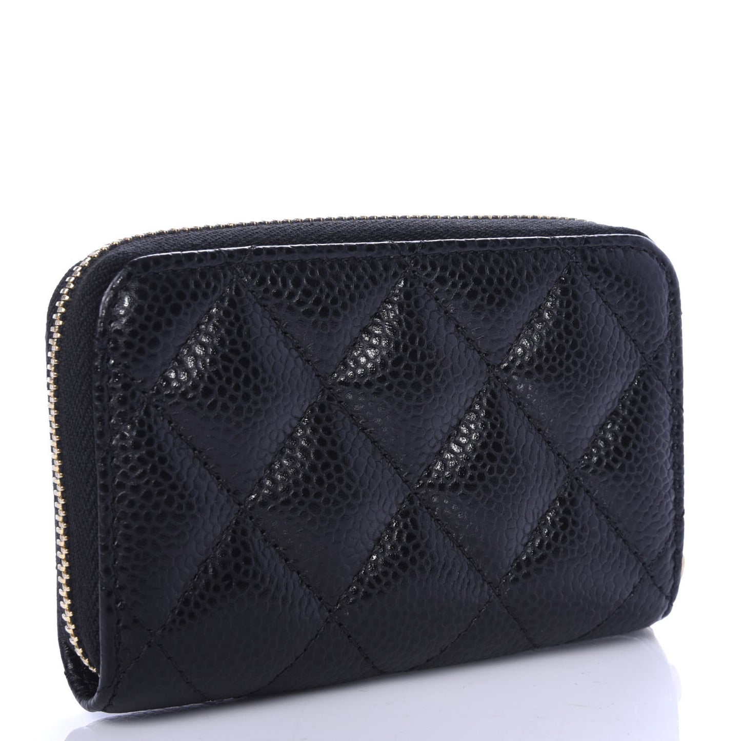 Caviar Quilted Zip Coin Purse Black