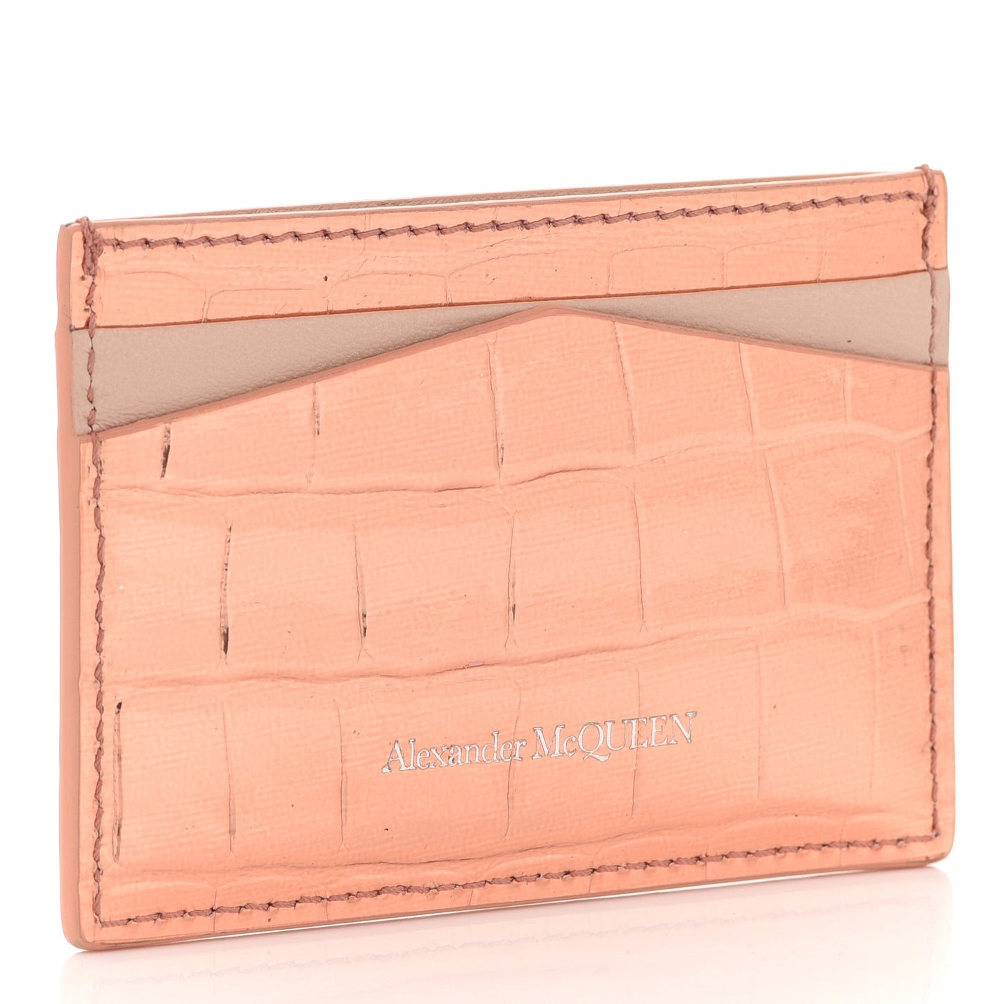Calfskin Crocodile Embossed Skull Card Holder Rose Gold