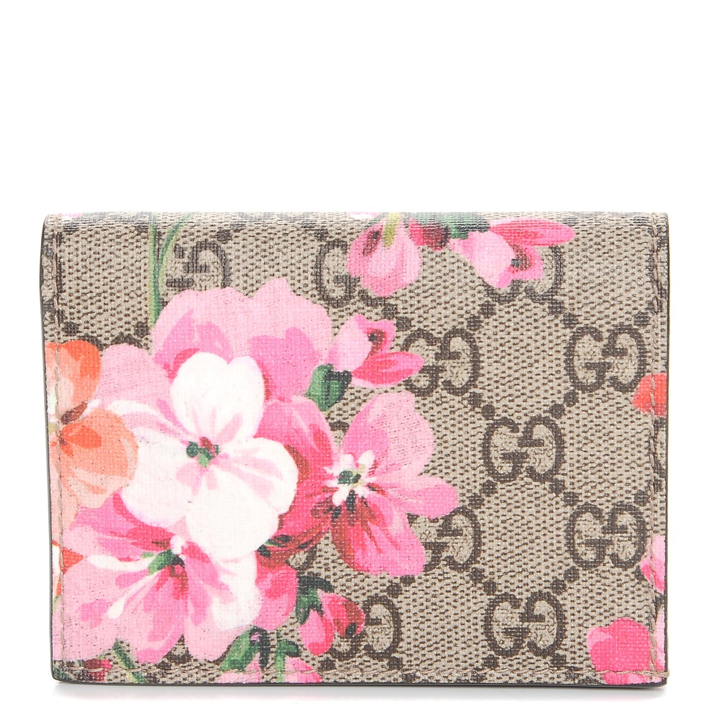 GG Supreme Monogram Blooms Card Case Beige Multicolor Dry Rose
