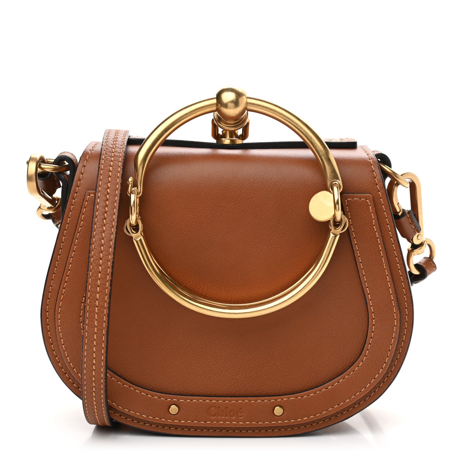 Chloe Calfskin Suede Small Nile Bracelet Bag Caramel 1 of 10
