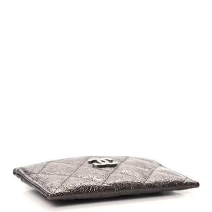 Chanel Metallic Calfskin Camellia Embossed Quilted Card Holder Grey 4 of 9