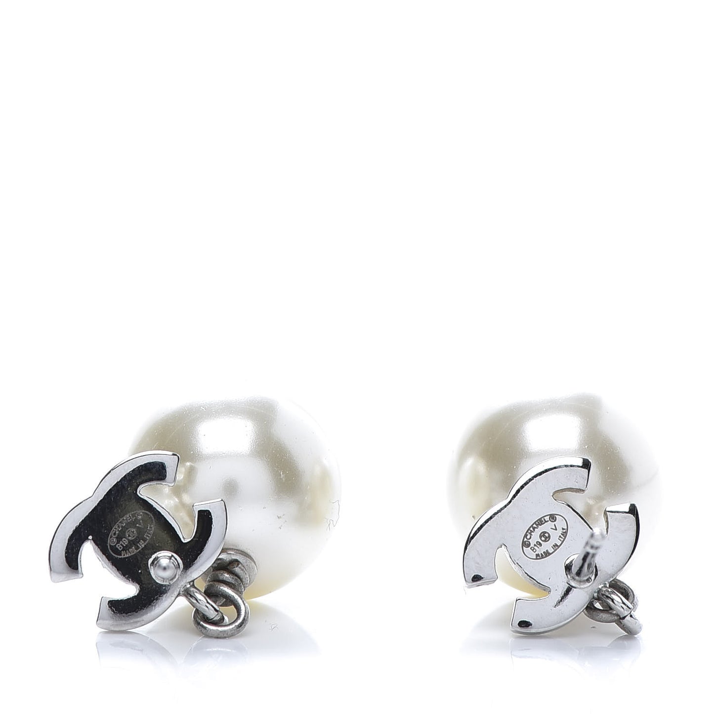 Crystal Pearl CC Drop Earrings Gold