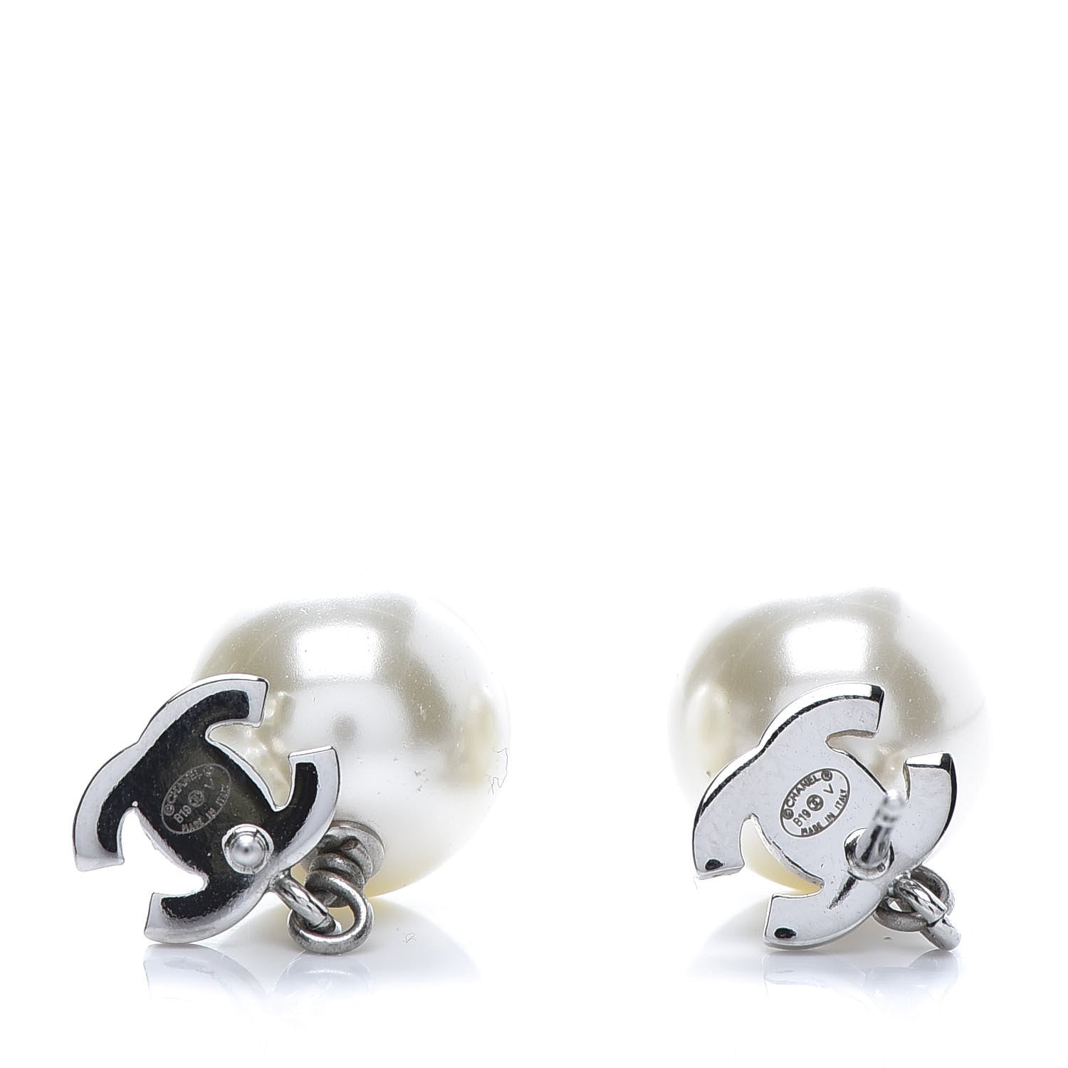 Chanel Crystal Pearl CC Drop Earrings Gold 4 of 5