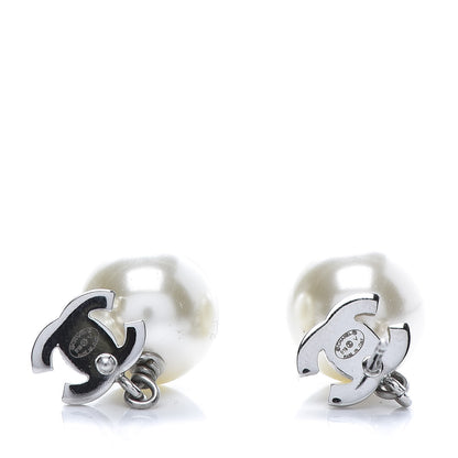 Chanel Crystal Pearl CC Drop Earrings Gold 4 of 5