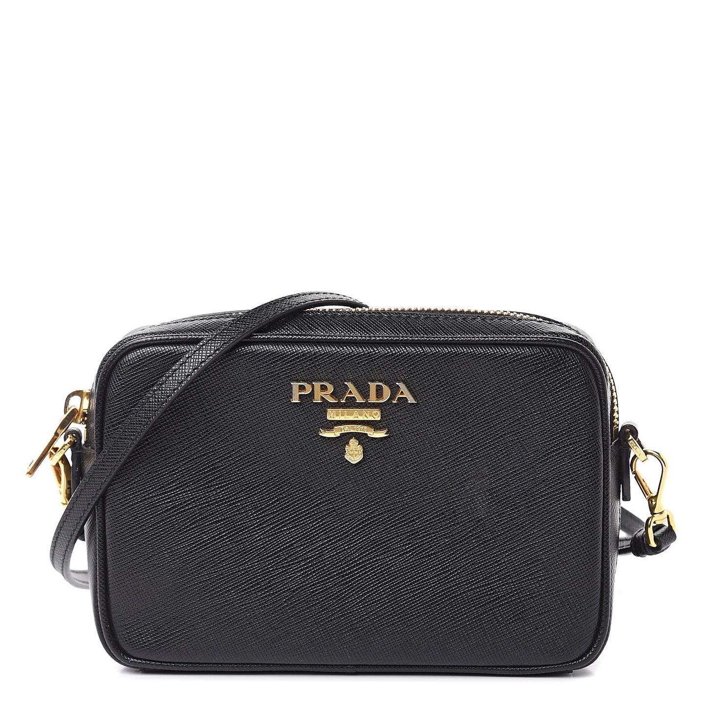 Saffiano Mini Camera Crossbody Bag Black