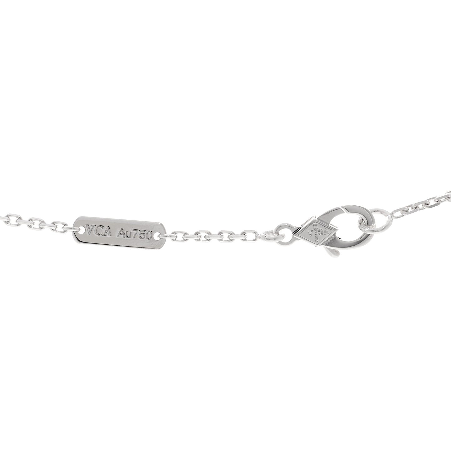 18K White Gold Guilloche Vintage Alhambra Pendant Necklace