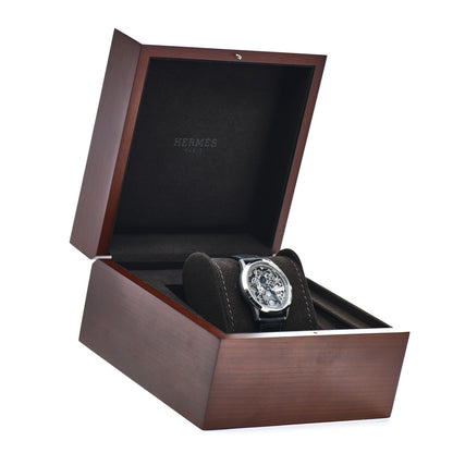 Hermes Platinum Titanium Alligator 39.5mm Slim d'Hermes Squelette Lune Automatic Watch Graphite 5 of 5