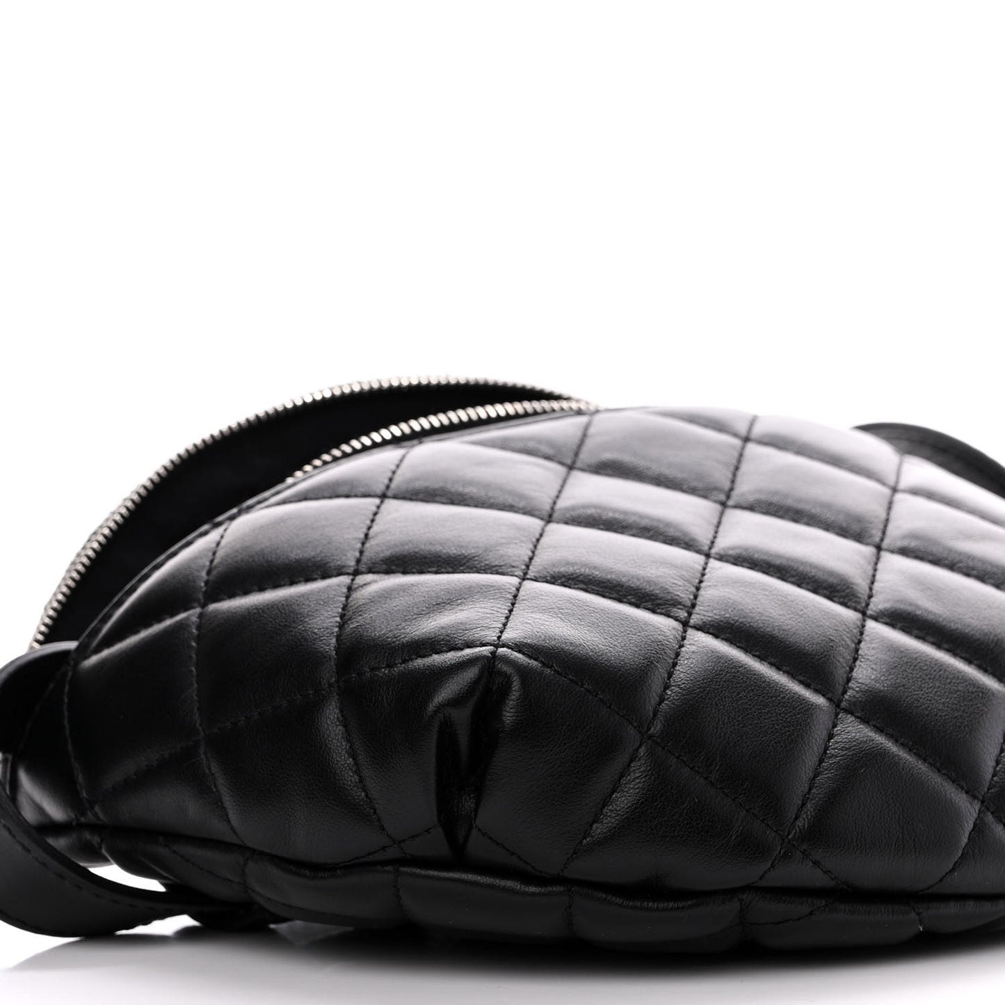 Calfskin Quilted Waist Belt Bag Black