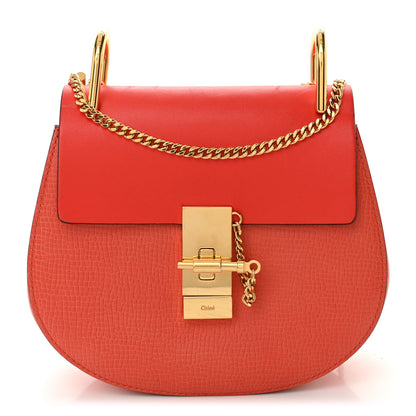 Chloe Grained Calfskin Lambskin Mini Drew Shoulder Bag Coral Pop 1 of 10