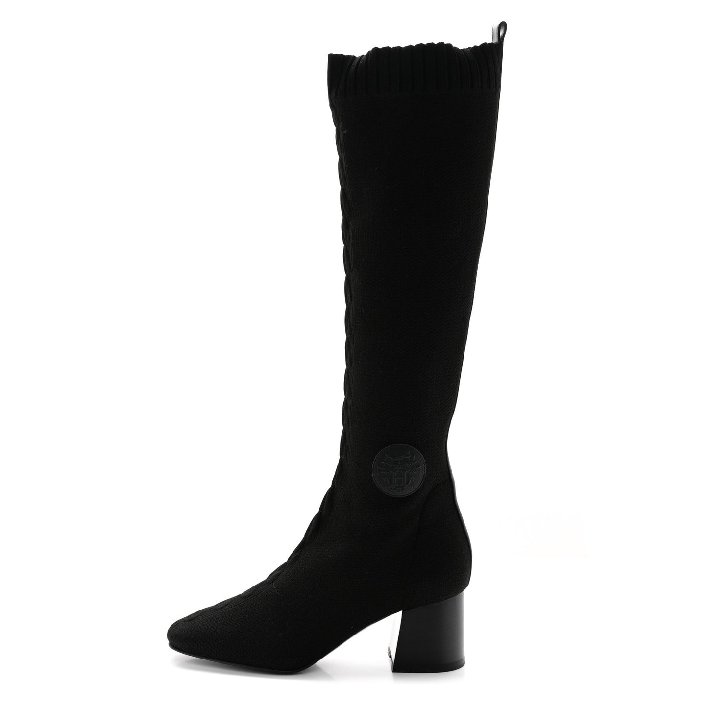 Knit Calfskin Fontaine 60 Boots 37 Black