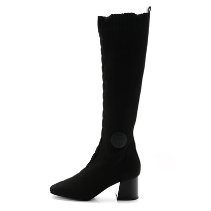 Hermes Knit Calfskin Fontaine 60 Boots 37 Black 1 of 11