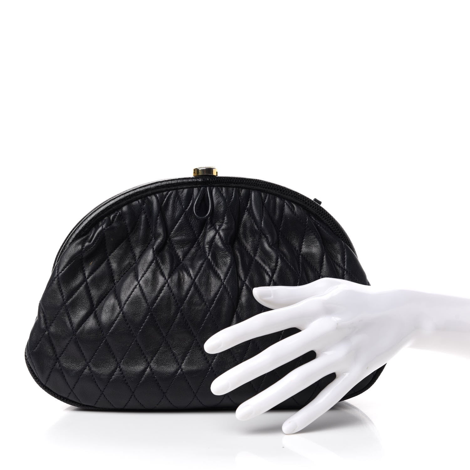 Chanel Lambskin Quilted Frame Clutch Navy 2 of 8