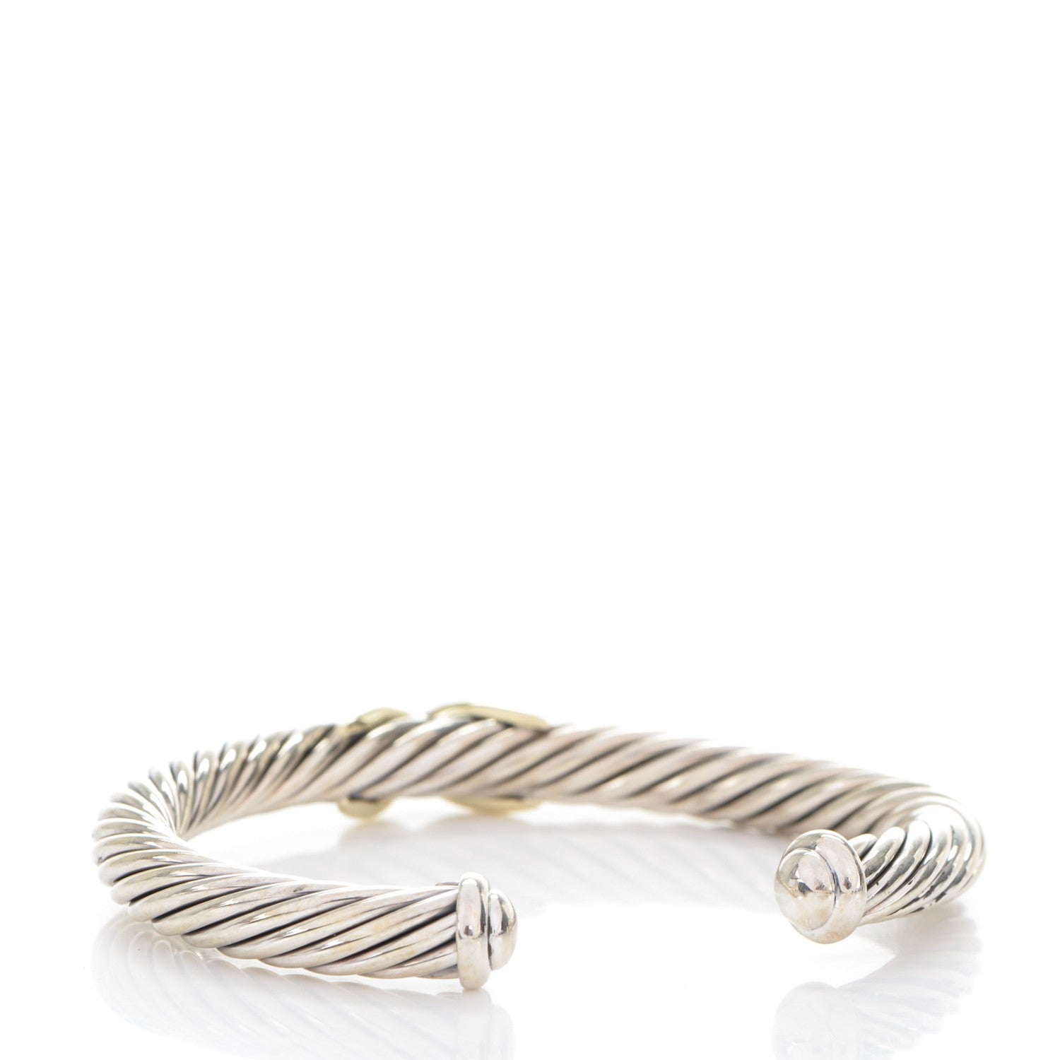 David Yurman Sterling Silver 14K Yellow Gold 7mm X Station Cable Bracelet 3 of 4