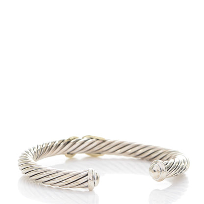 David Yurman Sterling Silver 14K Yellow Gold 7mm X Station Cable Bracelet 3 of 4