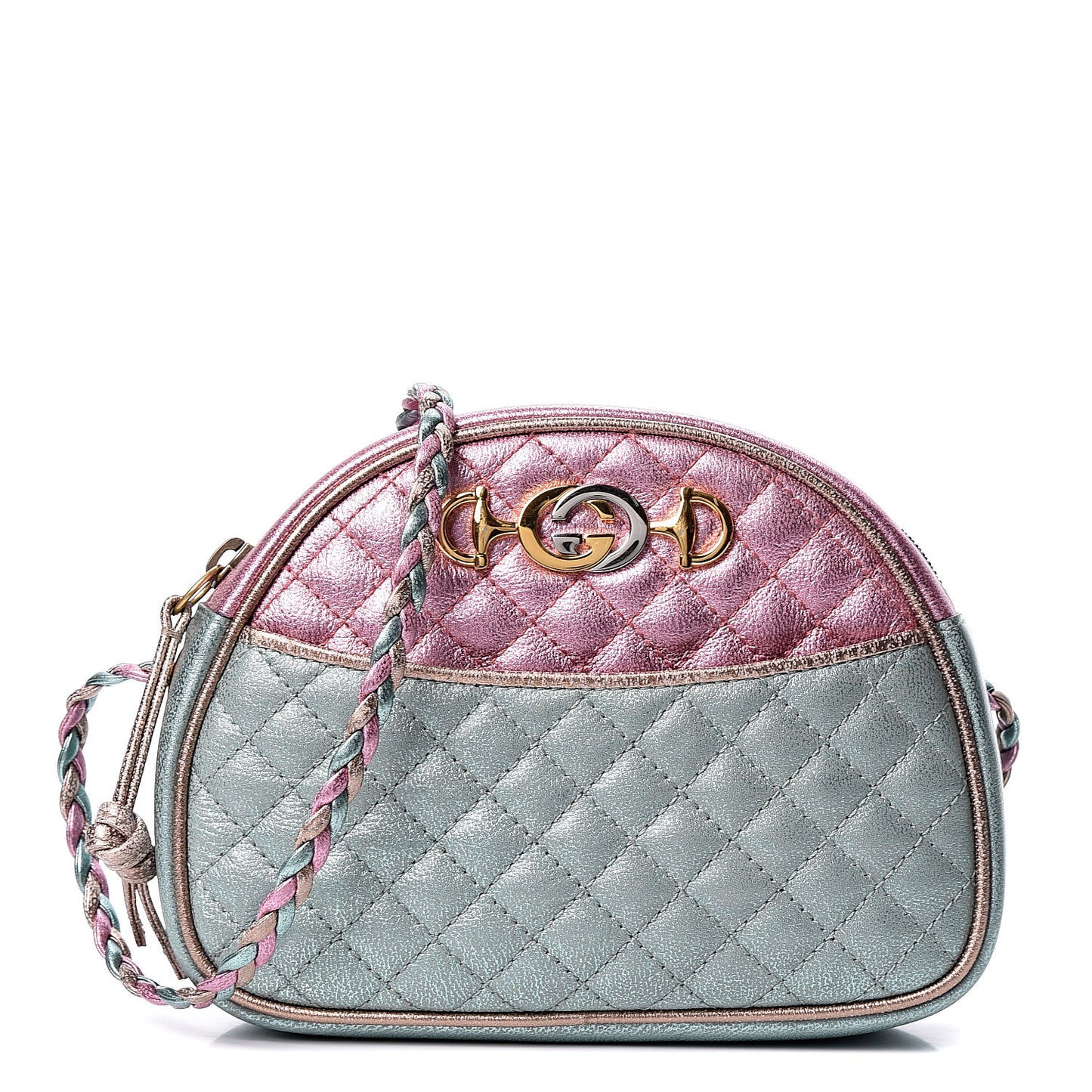 Laminated Nappa Trapuntata Mini Zumi Dome Shoulder Bag Rosa Lago Rame