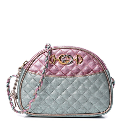 Gucci Laminated Nappa Trapuntata Mini Zumi Dome Shoulder Bag Rosa Lago Rame 1 of 11