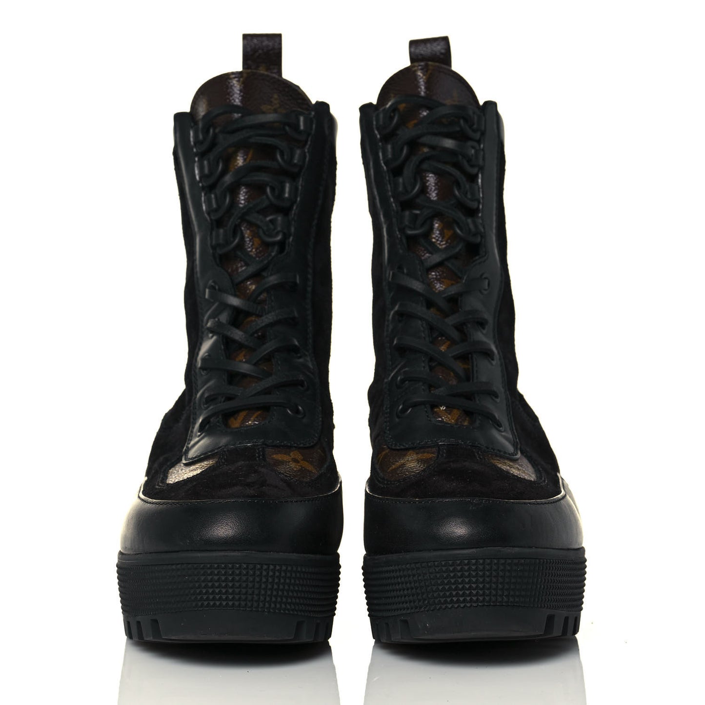 Suede Calfskin Monogram Laureate Platform Desert Boots 41 Black