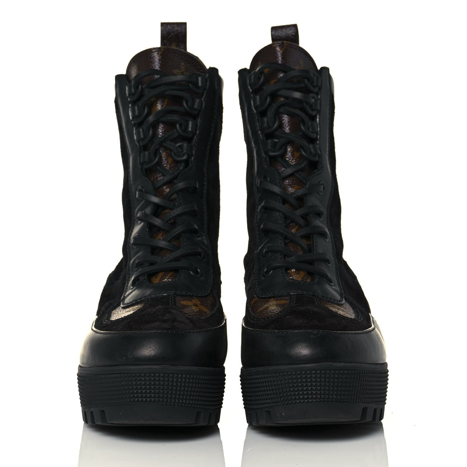 Louis Vuitton Suede Calfskin Monogram Laureate Platform Desert Boots 41 Black 2 of 7