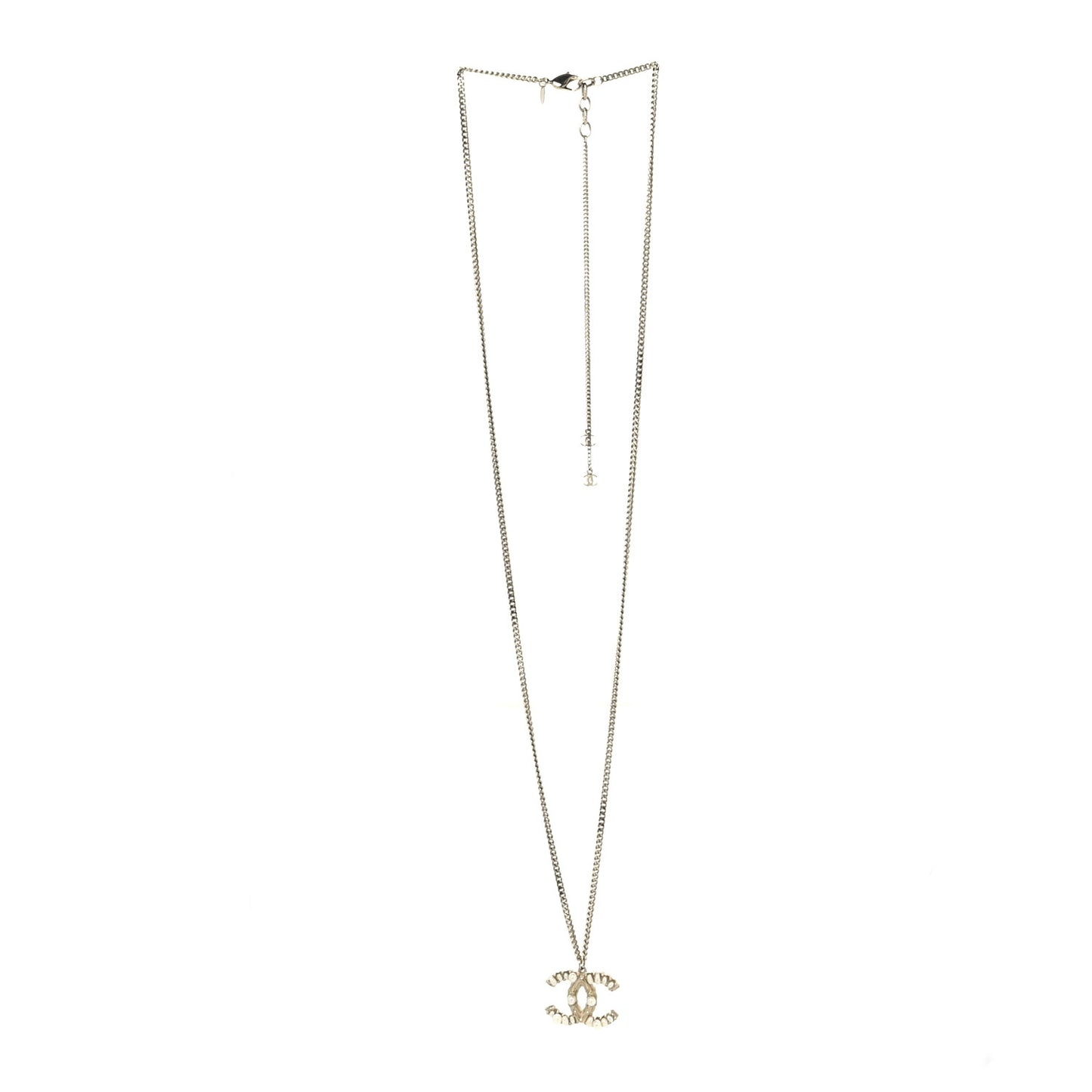 Pearl CC Pendant Necklace Light Gold