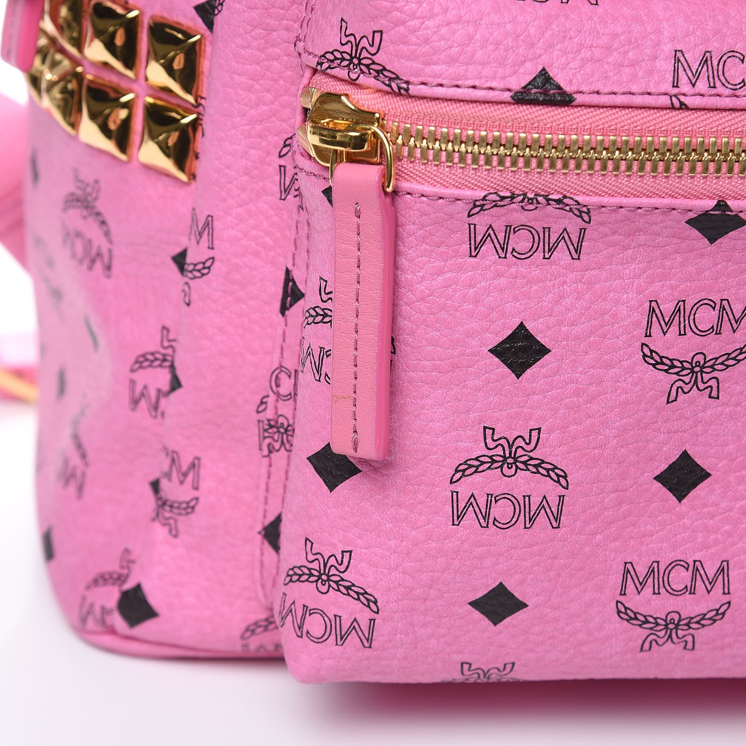 MCM Visetos Medium Side Studs Stark Backpack Pink 10 of 10