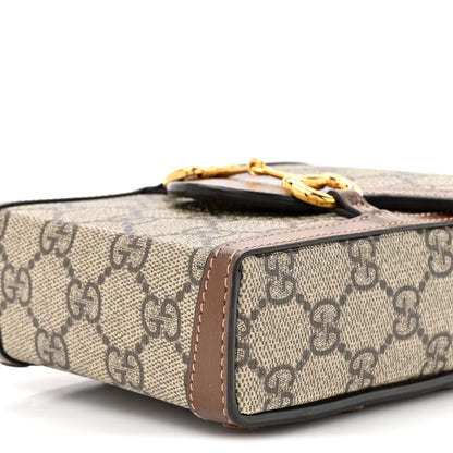 Gucci GG Supreme Monogram Mini Horsebit 1955 Crossbody Bag Beige Brown Sugar 9 of 11