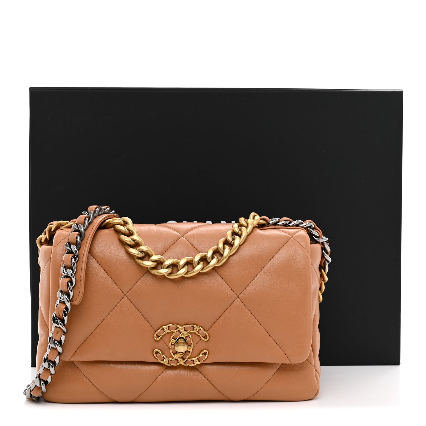Lambskin Quilted Medium Chanel 19 Flap Brown