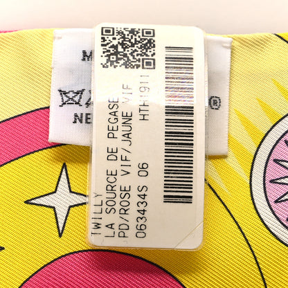 Hermes Silk La Source de Pegase Twilly Rose Vif Jaune Vif 3 of 4
