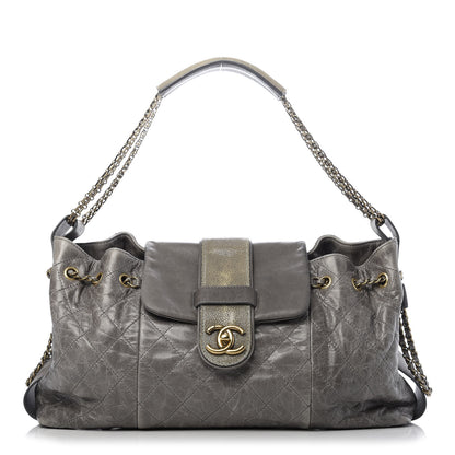 Chanel Glazed Calfskin Stingray Bindi CC Accordion Tote Grey 1 of 10