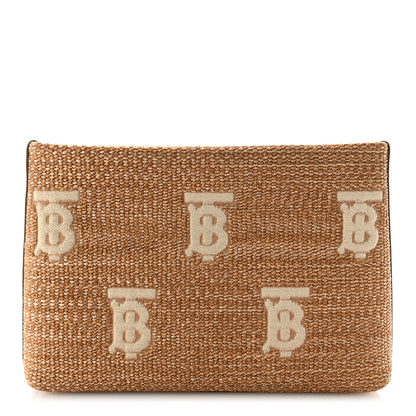 Burberry Raffia TB Duncan Pouch Natural Beige 1 of 6
